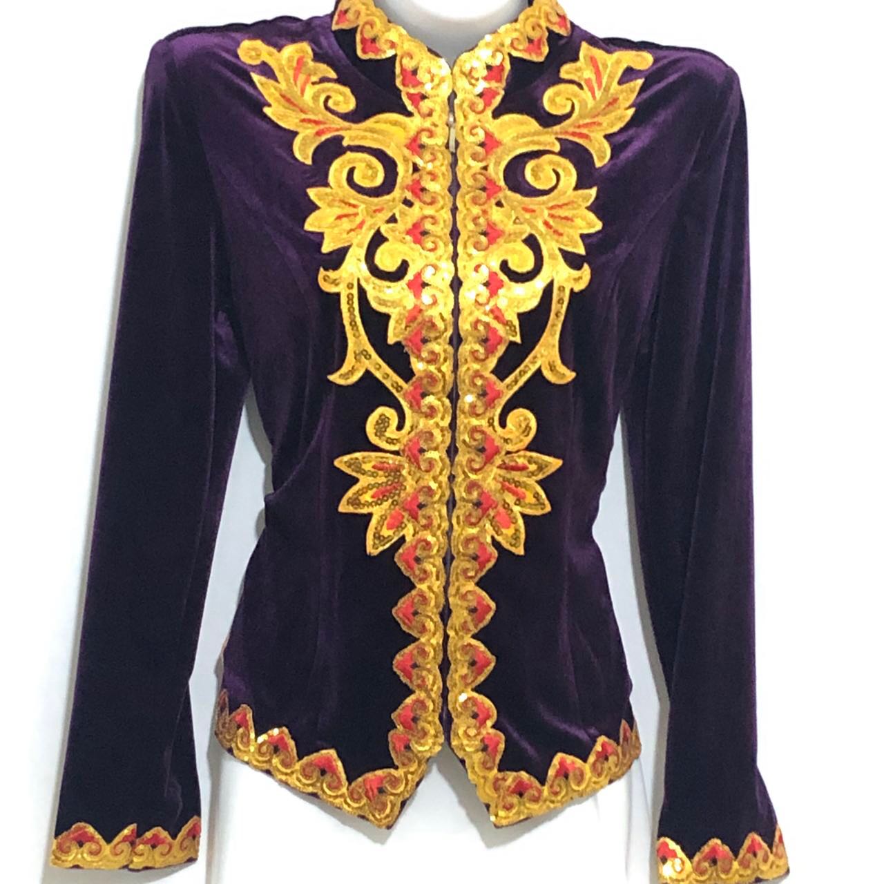 上新款南韩绒短款上衣小高领民族风女士新疆舞舞台修身女款显瘦