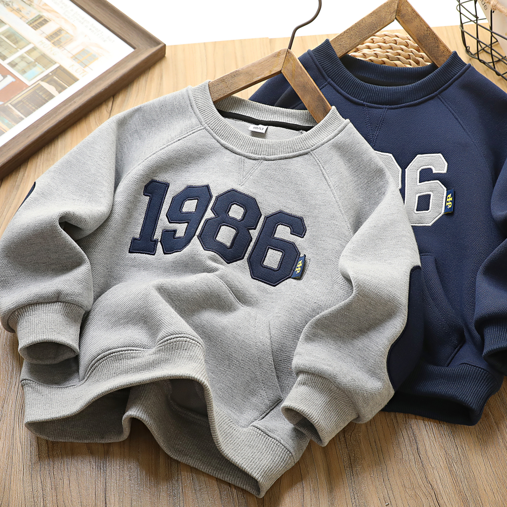 秋冬款儿童加绒保暖卫衣童装打底衫男童百搭洋气套头衫上衣男孩潮