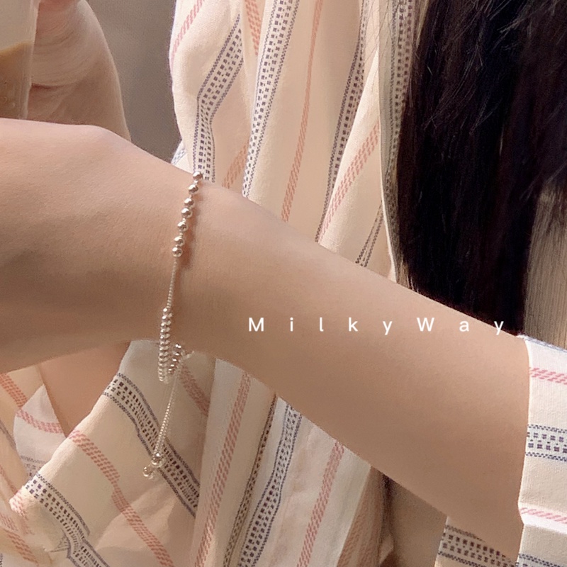 925银手链 有迹MilkyWay小圆珠串珠925纯银手链抽拉可调ins风网红