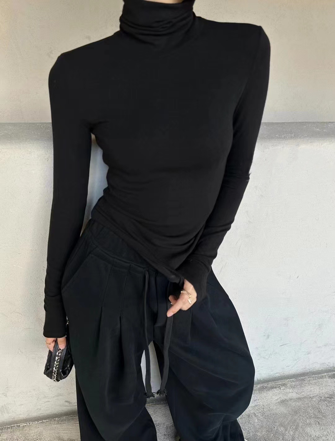 605兰精天丝羊毛高领修身显瘦辣妹高弹保暖百搭秋冬长袖打底衫