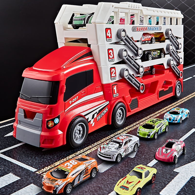 儿童益智收纳货柜工程车变形大卡车轨道弹射汽车6男孩玩具3岁礼物