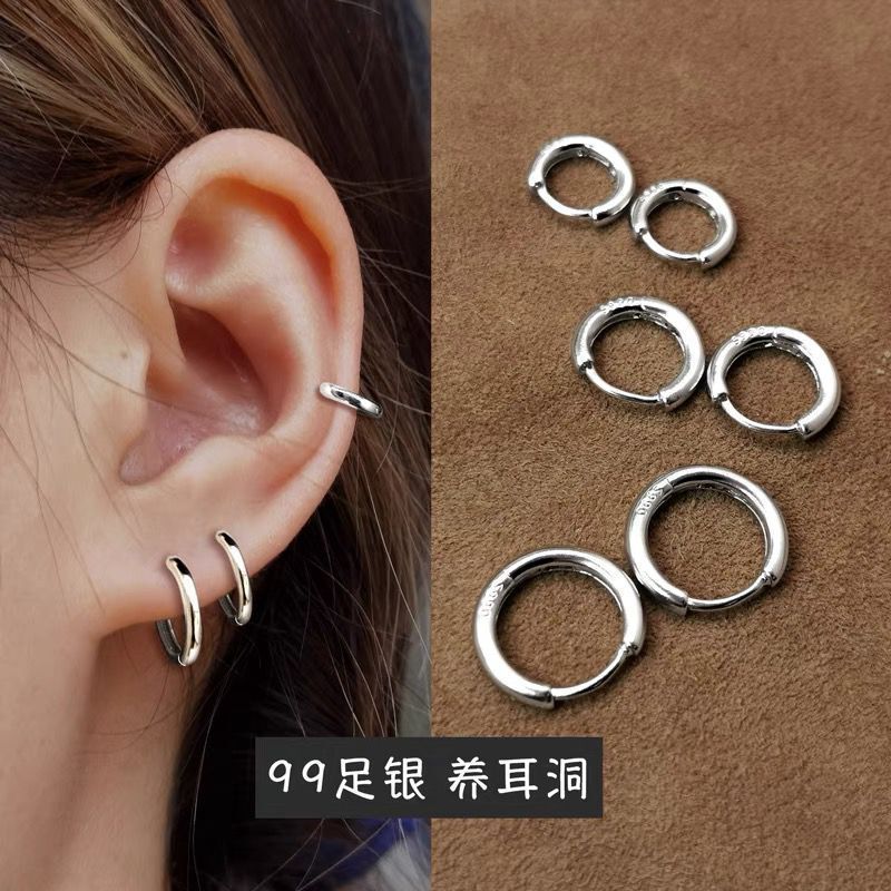 睡觉不用摘光面耳圈女耳扣小耳环耳钉气质耳骨钉养耳简约