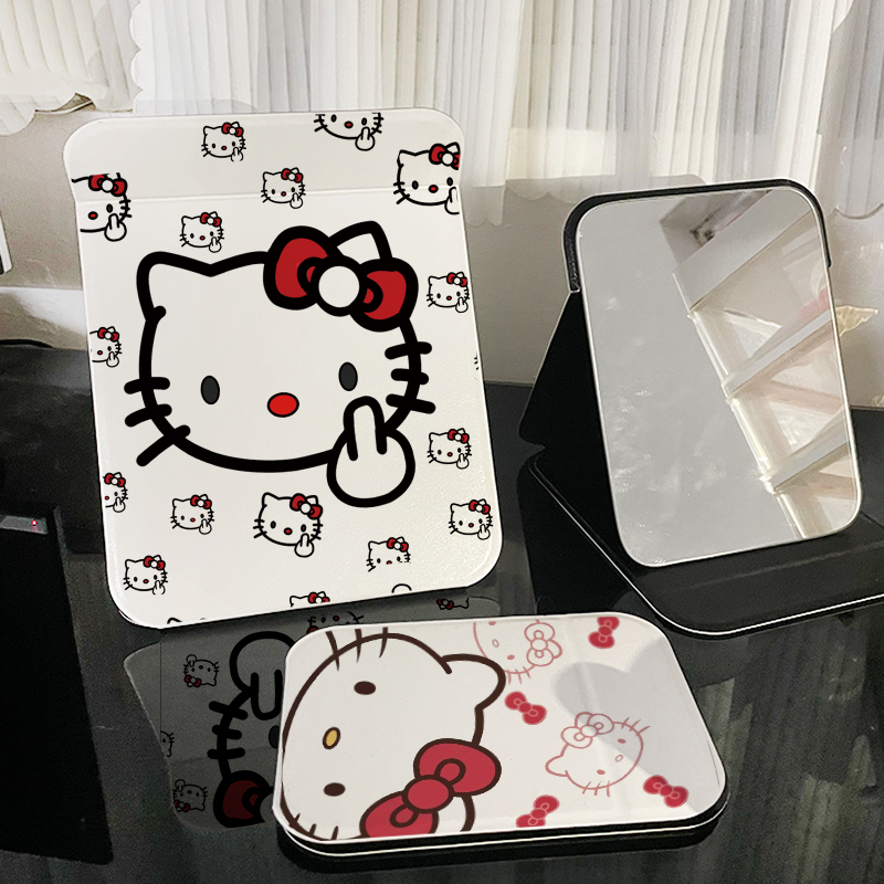 镜子hello kitty凯蒂猫折叠化妆镜随身携带小镜子家用办公补妆镜