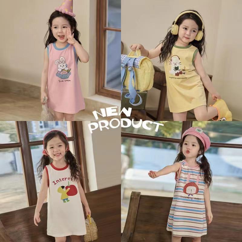 2025夏季宝宝超萌t裙女童长款森系背心裙婴儿凉感冰瓷棉连衣裙