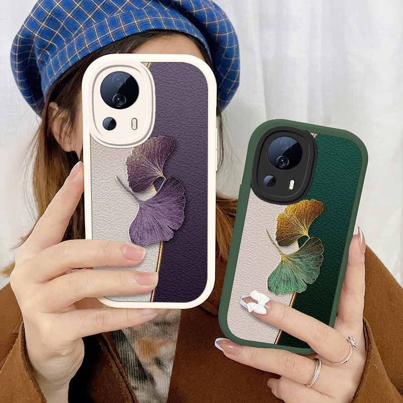 彩色银杏适用小米civi2手机壳Civi女款civi1s时尚mix4保护套硅胶