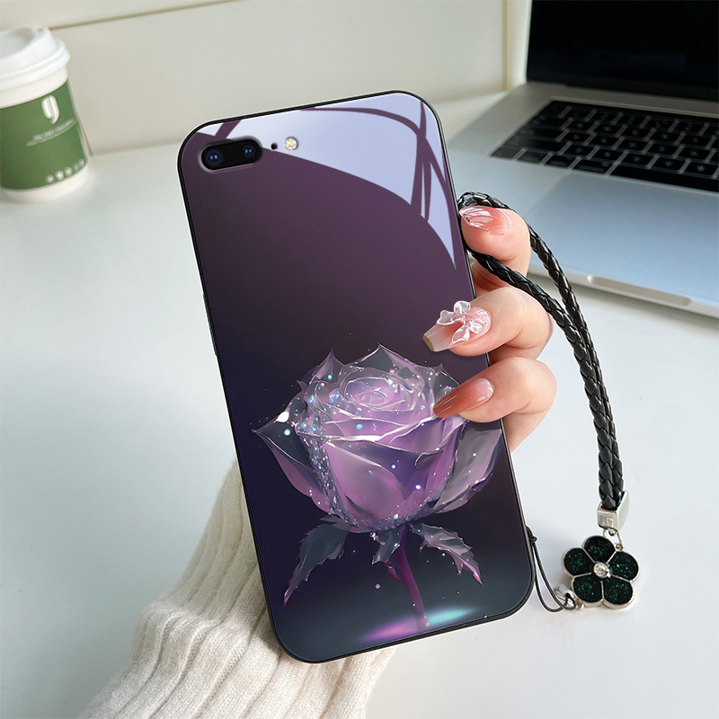繁星玫瑰适用苹果7plus手机壳iphone7玻璃壳8plus/7/6/6splus高颜