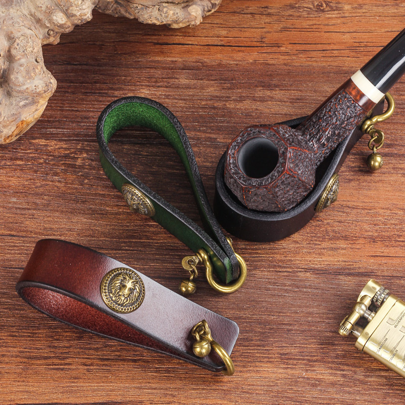 复古真皮烟斗座头层牛皮手工高档精致单位烟斗专用展示架烟具配件