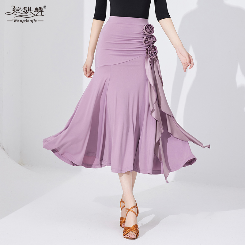 新款摩登舞半身裙高端华尔兹交谊舞国标舞表演大摆裙拉丁舞练功服