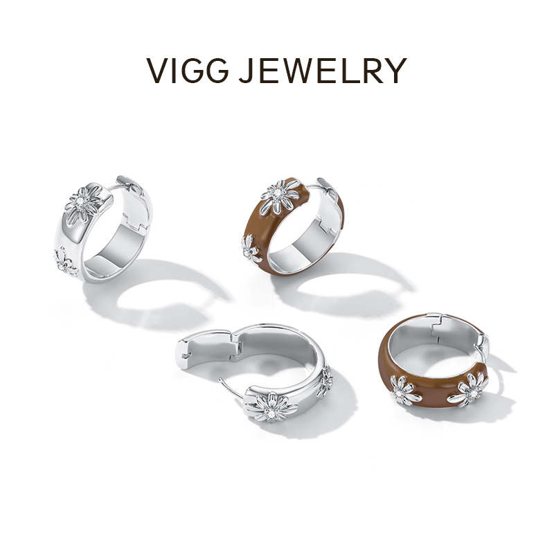 铜合金珐琅耳饰 傲菊耳环 时尚小众百搭饰品