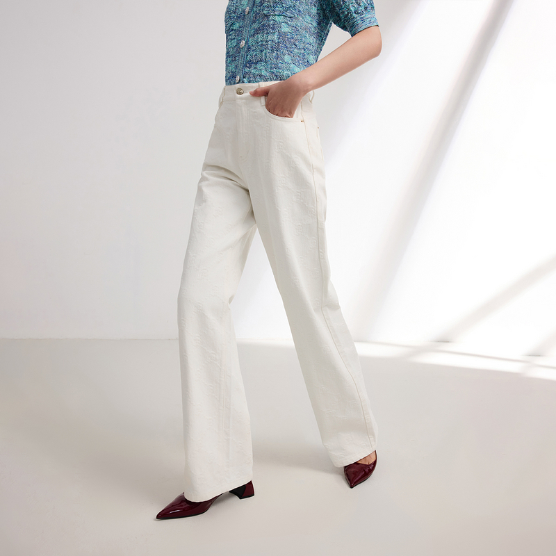 EP YAYING雅莹女装 长绒棉直筒裤子显瘦牛仔裤 秋冬新品J621A