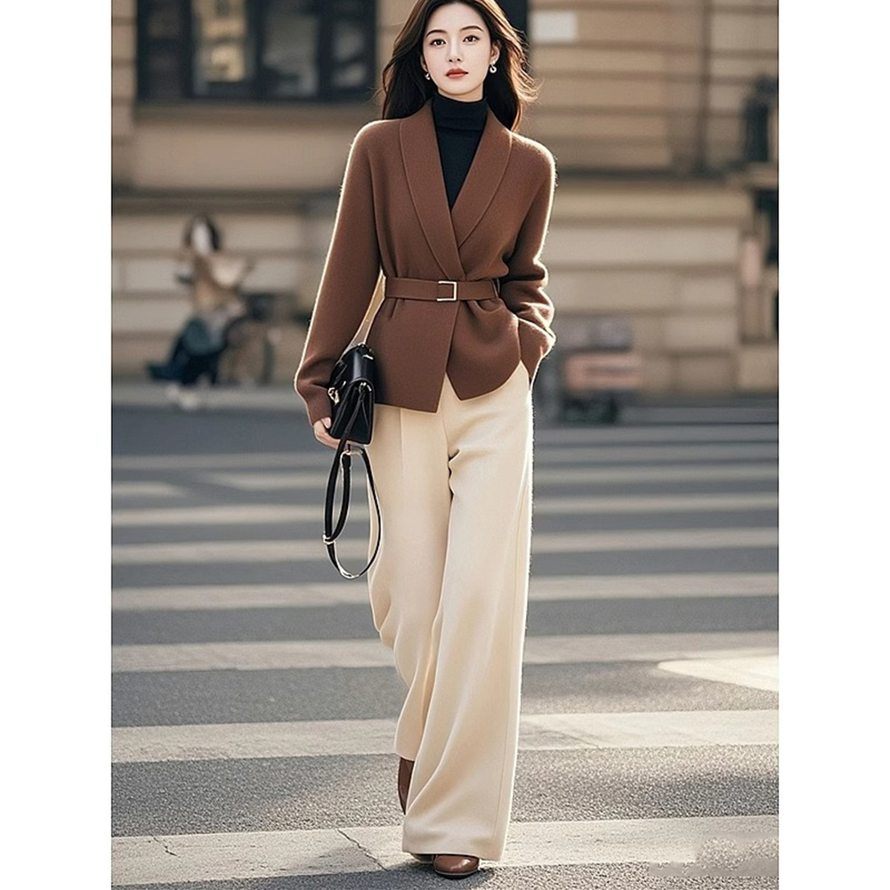 2024新款韩系高级感一整套ootd穿搭职业针织裤子女秋冬季