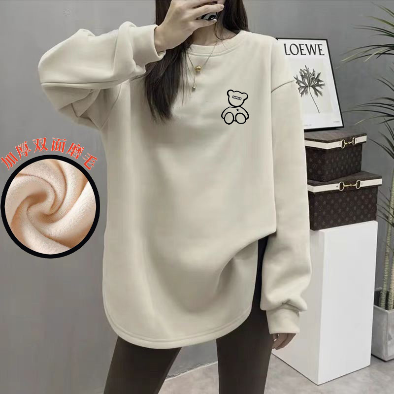 2024新款中长款德绒加厚遮屁股宽松显瘦T恤女中长款t恤女遮屁股