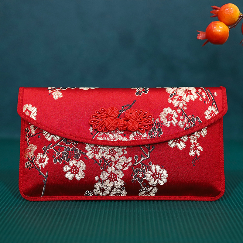 中国风万元梅花刺绣布艺古典红包袋1万2万大容量结婚节日生日通用