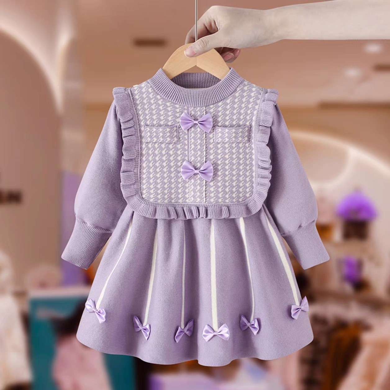 女童连衣裙秋冬新款2025洋气儿童针织毛衣裙女孩小香风公主裙宝宝