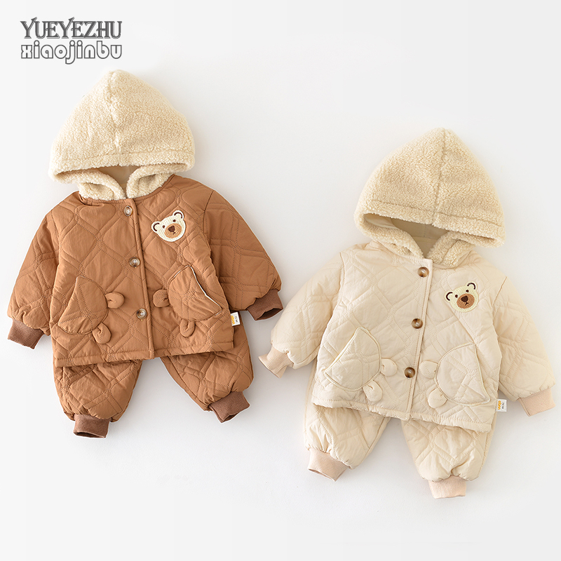 宝宝套装秋冬韩系外套保暖裤两件套儿童加绒洋气外出童装2023新款
