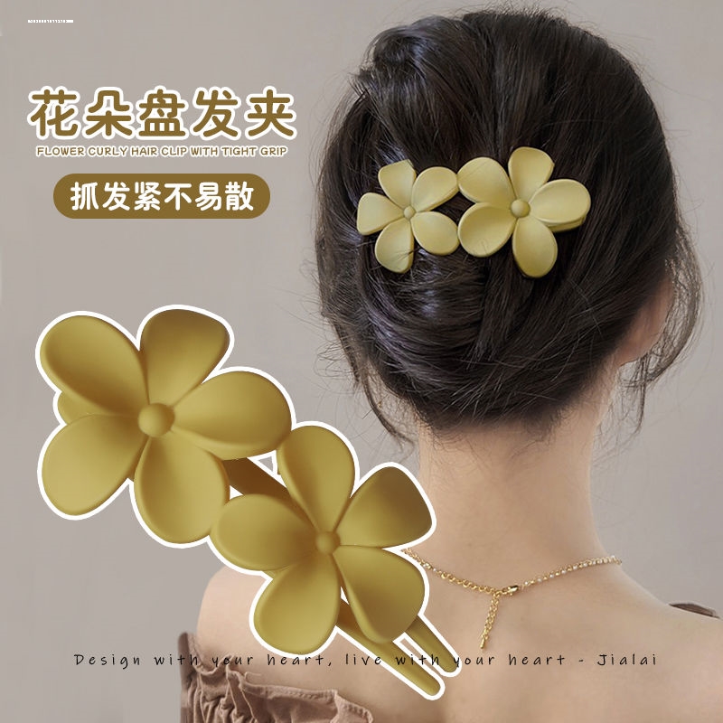 ins温柔磨砂花朵抓夹显白清新百搭甜美网红小众发饰简约新款2