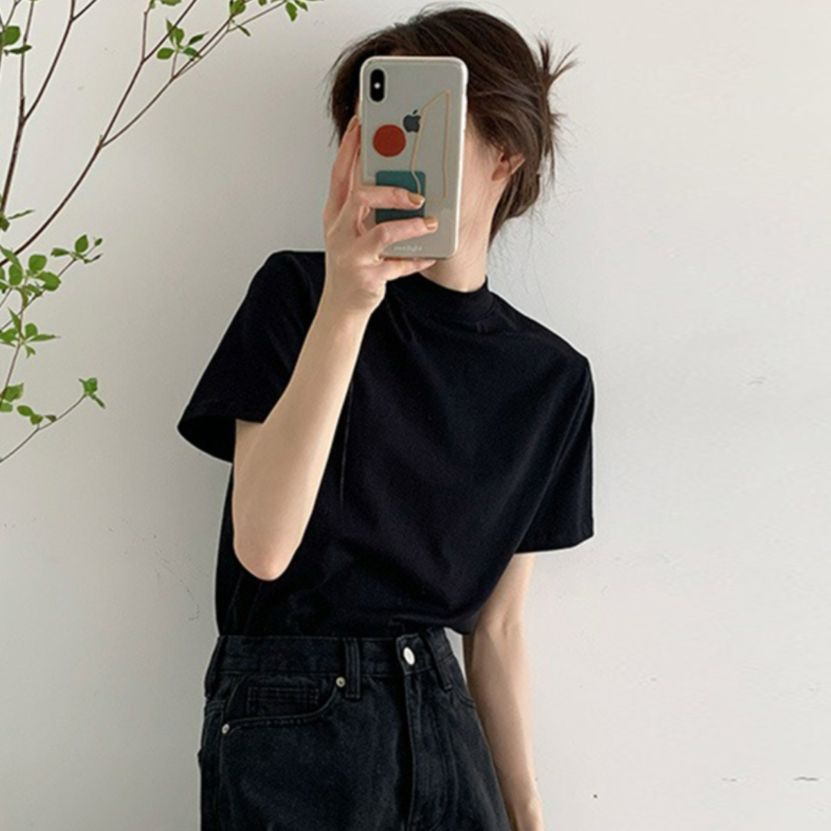 超好看正肩短袖黑色t恤女夏季法式独特小上衣宽松半袖内搭打底衫