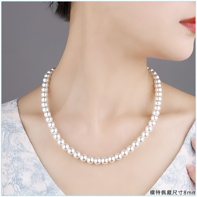 时尚百搭施家珍珠项链高级正圆正品强光高品质无瑕贝珠珍珠小众女