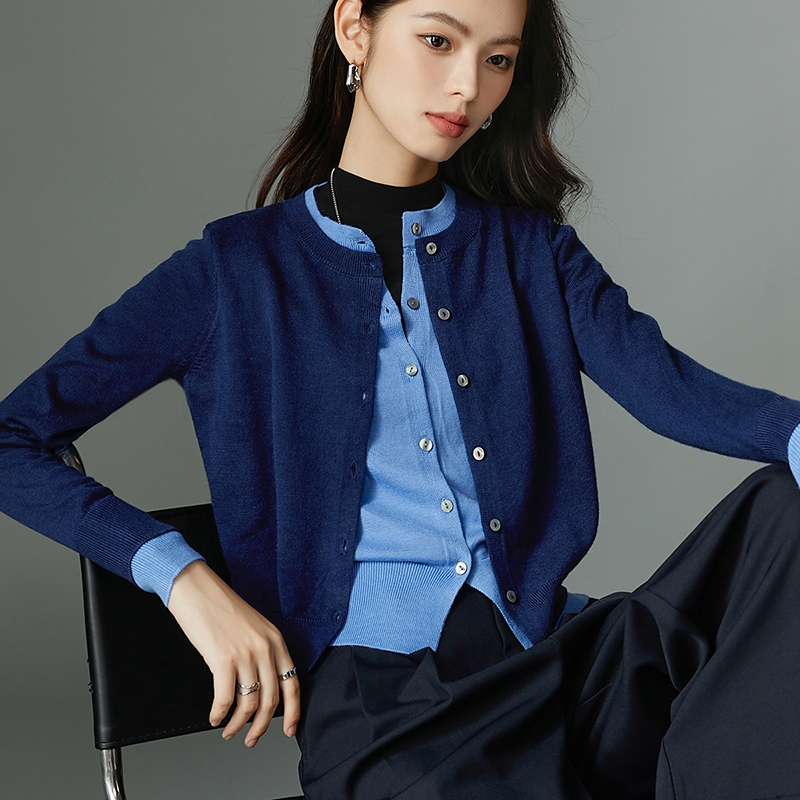 晚白【新品】【镇店之宝】拼色假两件针织衫25071212