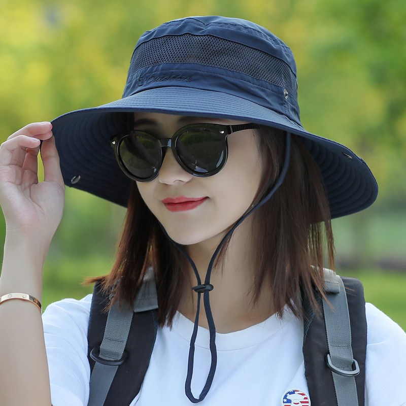 帽子女夏季户外防晒帽韩版潮女款遮阳帽夏天休闲太阳帽登山渔夫帽