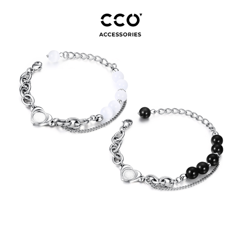 Cirocco 钛钢手链 浪漫手串07情侣手链爱心拼接串珠手链恋爱礼物