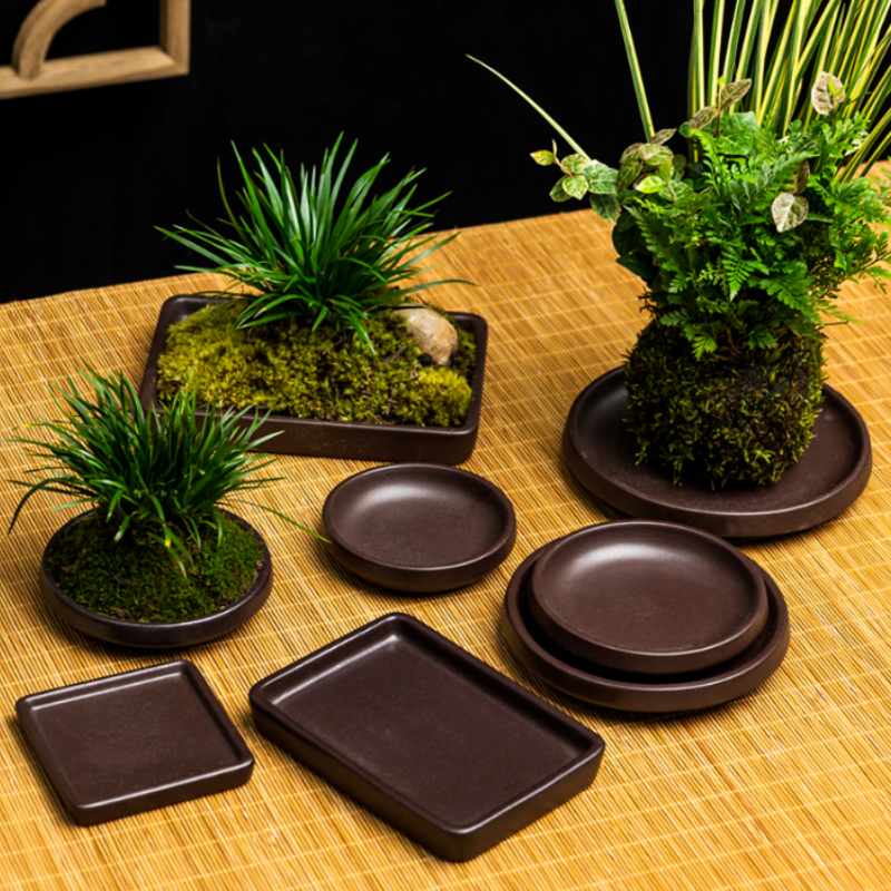 吸水石底座盆上水石假山盆景专用盆水仙铜钱草陶瓷水培紫砂瓷花盆