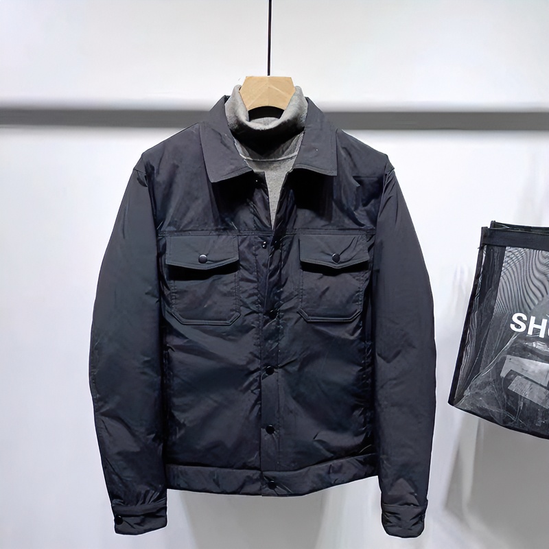 秋冬季新款男士轻薄保暖棉服翻领纯色短款韩版休闲百搭棉衣外套男