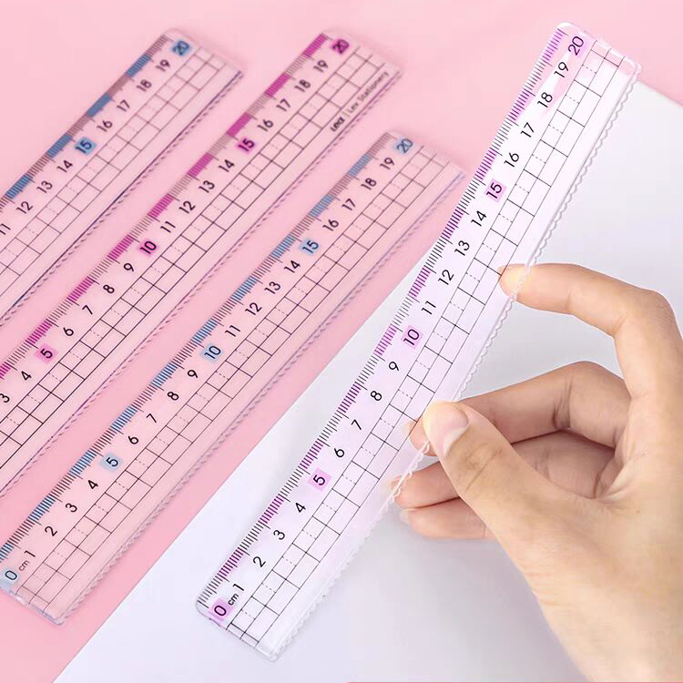 【护目尺】带波浪线小学生标准手工测量20cm15cm多功能透明直尺