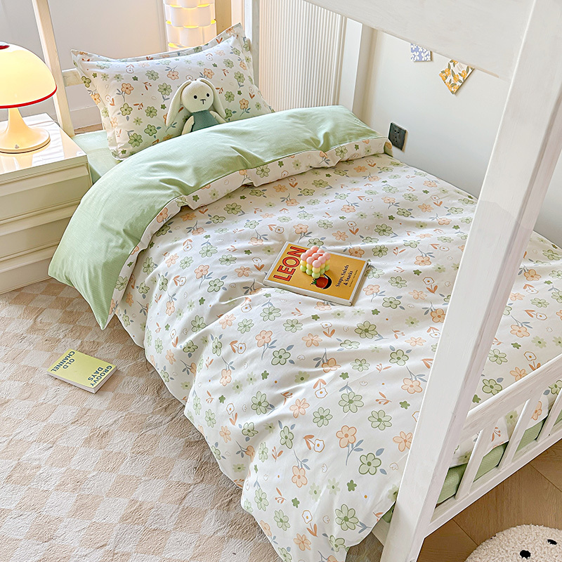 100全棉大学生宿舍三件套床上用品床单上下铺纯棉六件套被褥整套