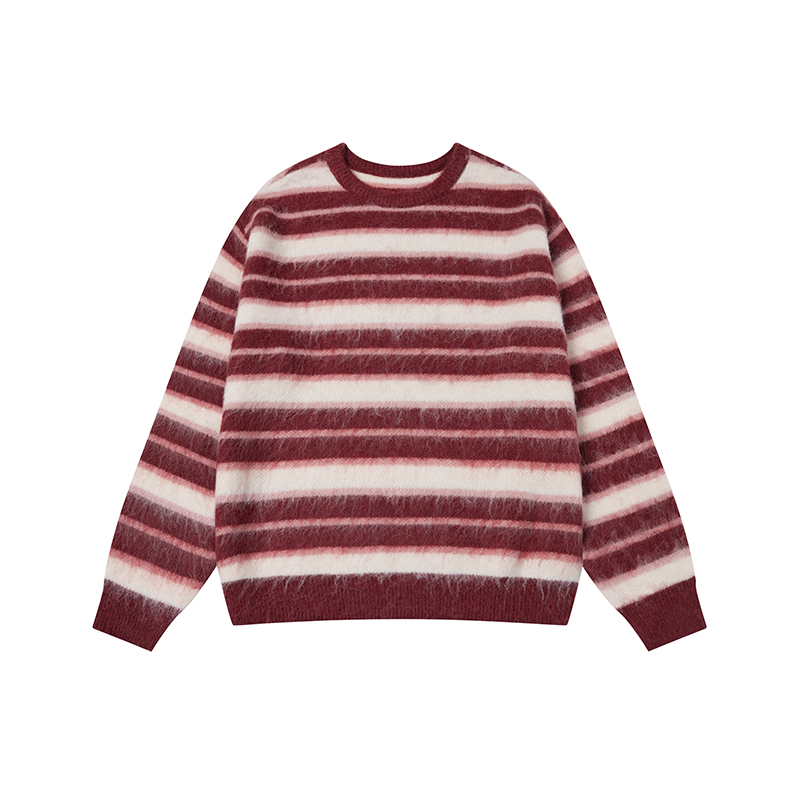 CHINISM  CH条纹圆领毛衣男冬季慵懒运动2002-TZ
