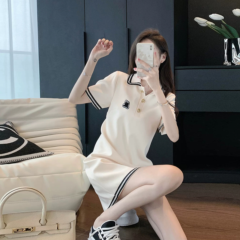 时尚休闲连衣裙女2024新款春夏季高级感修身显瘦运动风polo领裙子