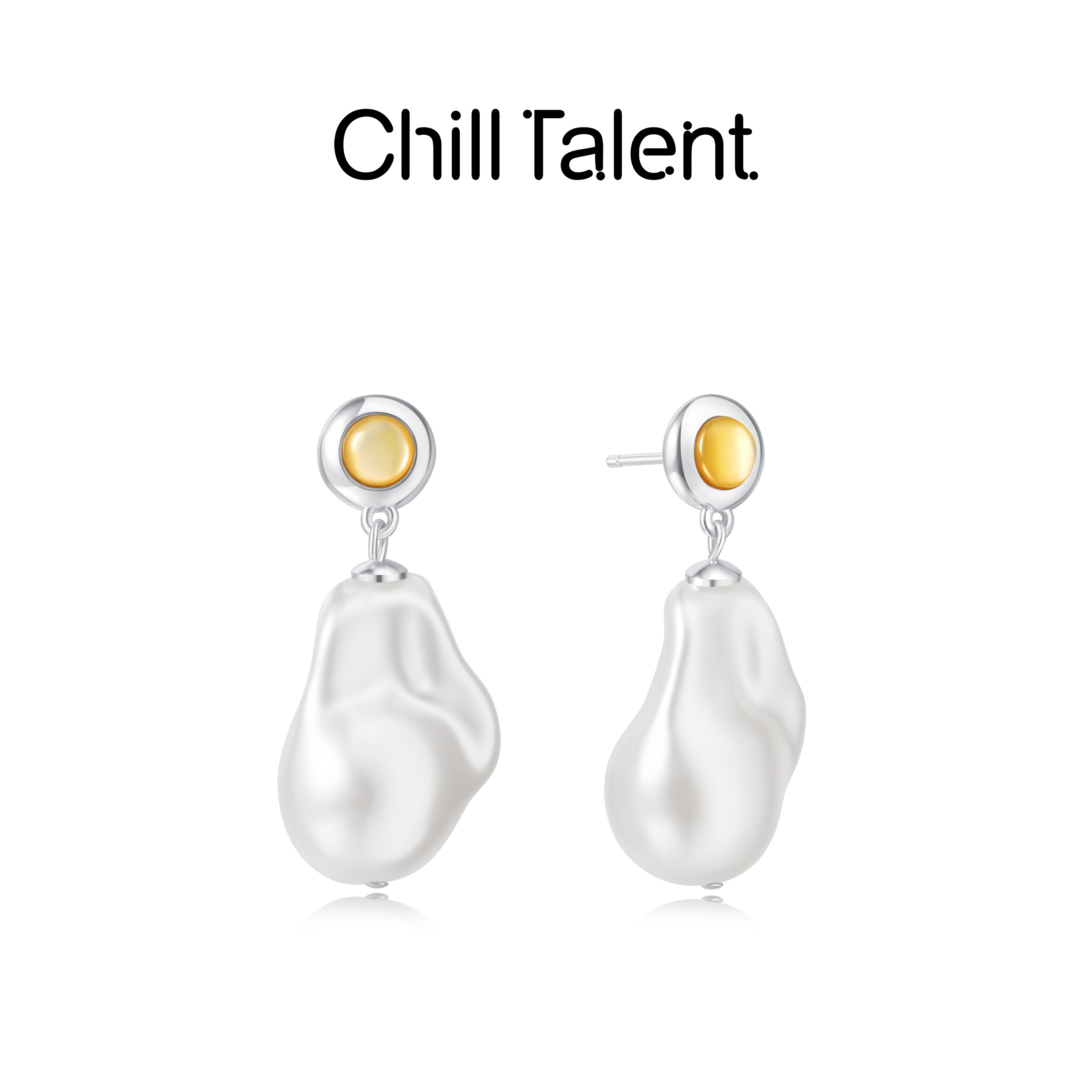 chill talent 铜合金仿珍珠耳饰 【明星同款】落日山海耳饰巴洛克