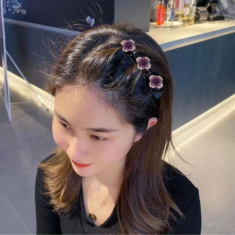高级感发卡碎发夹时尚网红小香风发夹满钻双层侧边夹碎发编发发夹