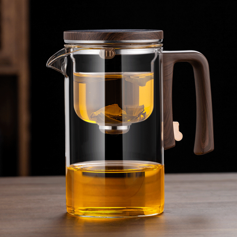 茶水分离飘逸杯全玻璃内胆一键过滤泡茶壶家用茶具磁吸懒人泡茶器