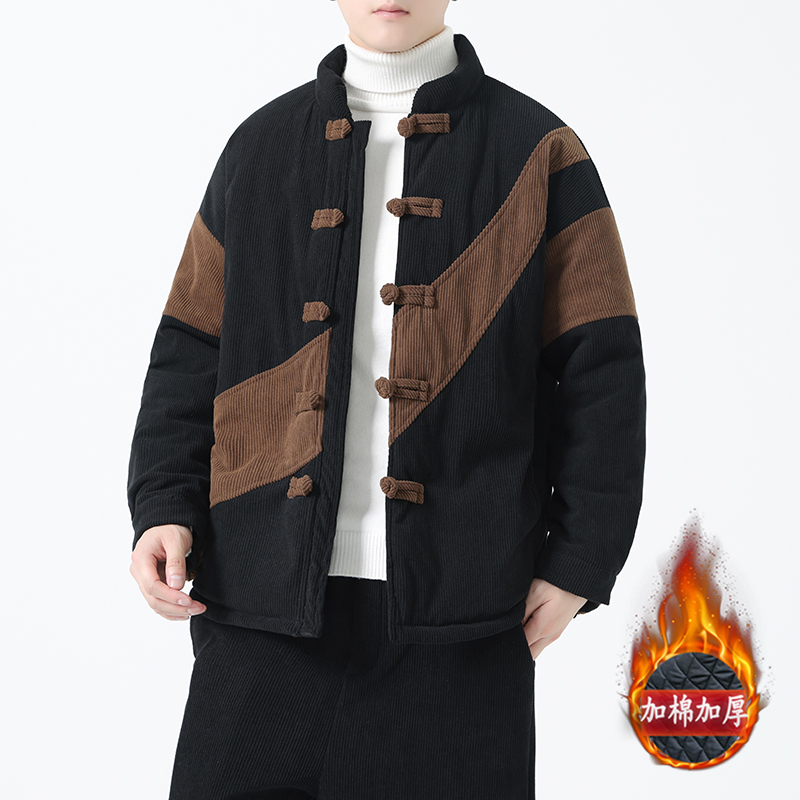 中国风棉衣男冬季加厚保暖复古风宽松大码棉服国潮新中式唐装棉袄