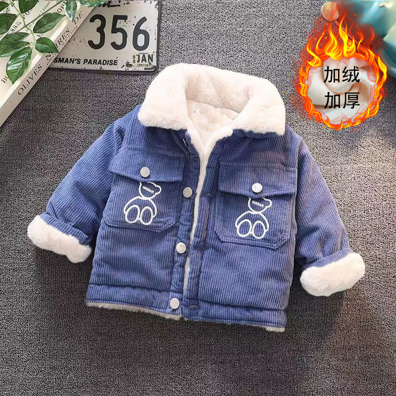 男童棉衣外套冬季加厚加绒小童宝宝2024新款洋气防风保暖帅气棉服