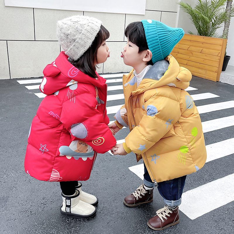 儿童羽绒服男童女童中长款2025新款洋气保暖加厚冬季女宝童装外套