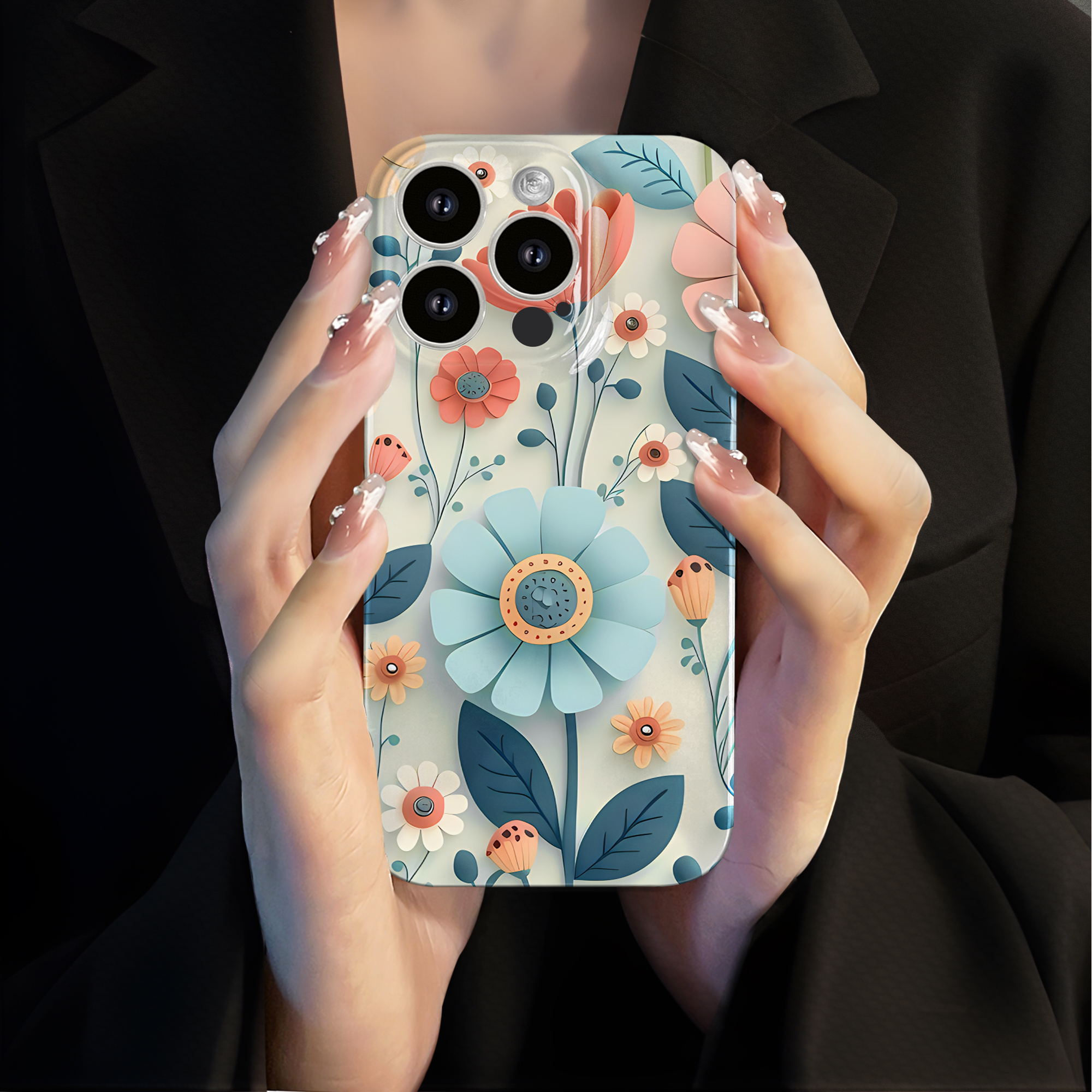 适用于苹果16华为OPPO小米VIVO菲林防摔全包少女心网红手机壳K035