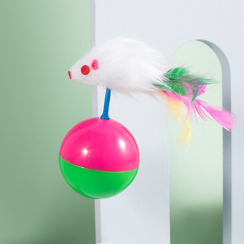 老鼠不倒翁小猫玩具宠物自嗨解闷逗猫神器毛绒仿真鼠羽毛猫咪用品