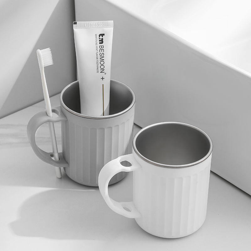 日本304不锈钢牙刷杯学生情侣刷牙漱口杯双层防滑牙杯牙缸洗漱杯