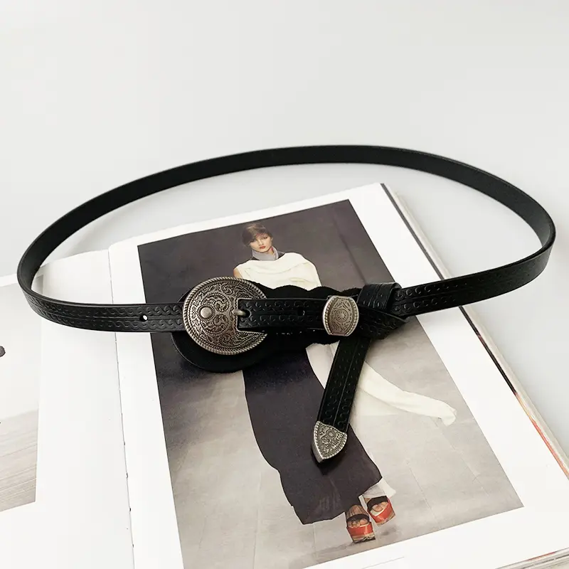 复古雕花真皮皮带女简约百搭韩国ins风腰带女牛仔裤装饰大衣裙子