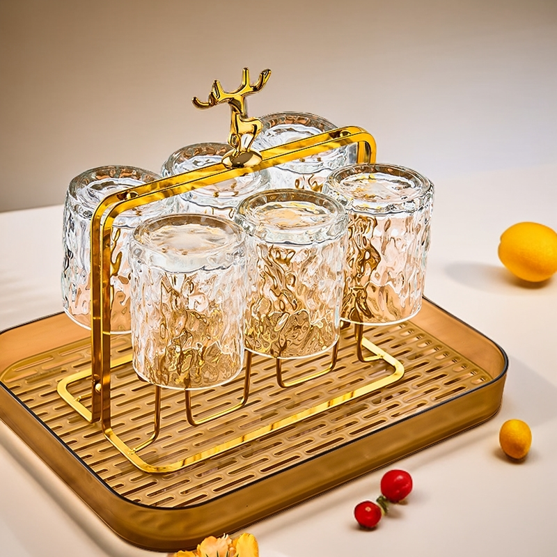 轻奢杯架置物架放玻璃杯子托盘倒挂架子茶杯架洋酒杯家用沥水收纳