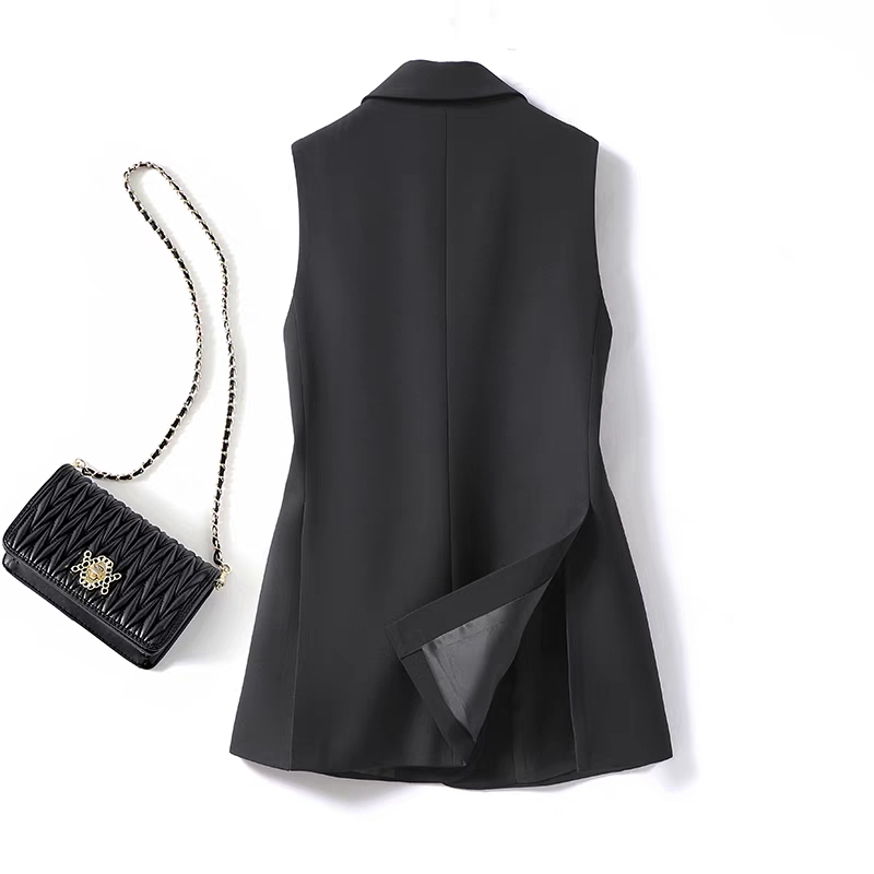 西装马甲女韩版宽松背心设计感小众英伦风后背双开叉西服马夹外套