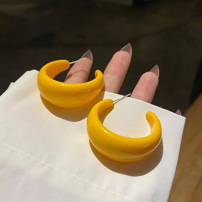 非金属亚克力耳饰 高级小众复古港风耳圈纯欲系个性气质夸张耳环