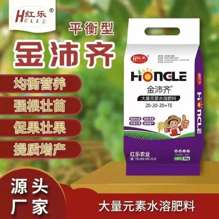 红乐大量元素20-20-20+TE水溶肥冲施有机肥复合肥果树蔬菜专用肥