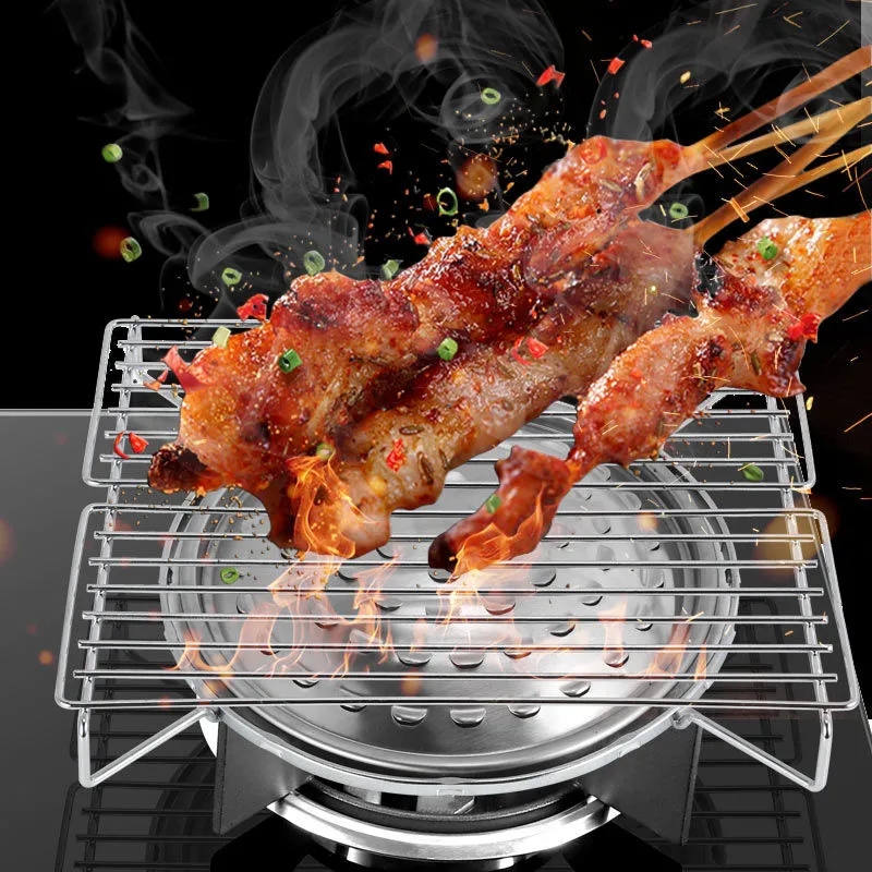 【御慕】户外卡式炉烧烤架野外炉具燃气煤气炉不锈钢灶台上用烤架