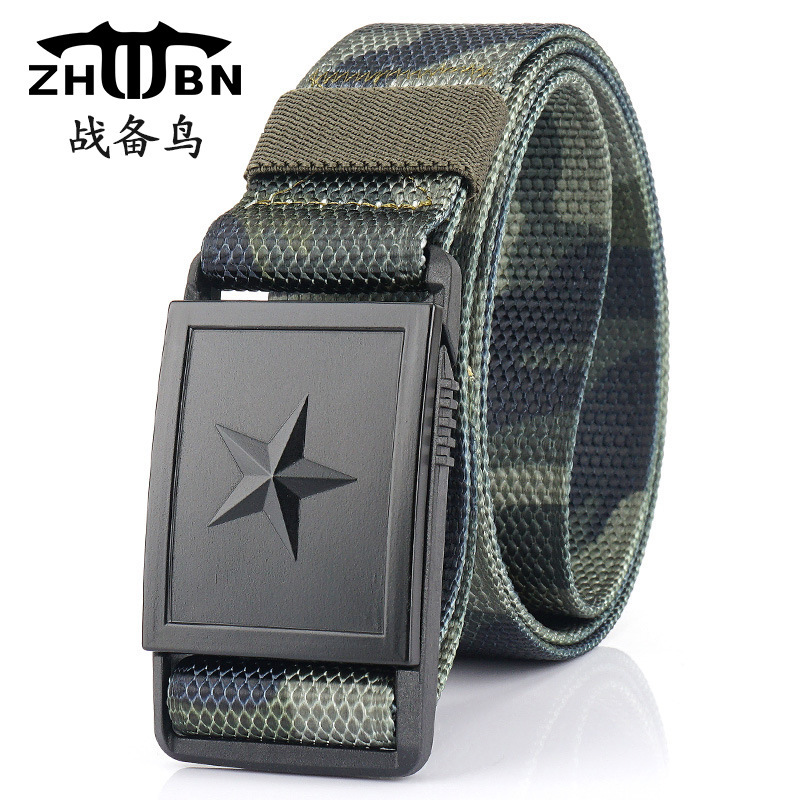 新款五星自动扣军迷战术尼龙腰带男士户外运动裤带青年军训布皮带