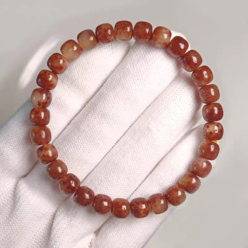 海南料星月菩提手串玉化高密男女单圈佛珠手串手工油性