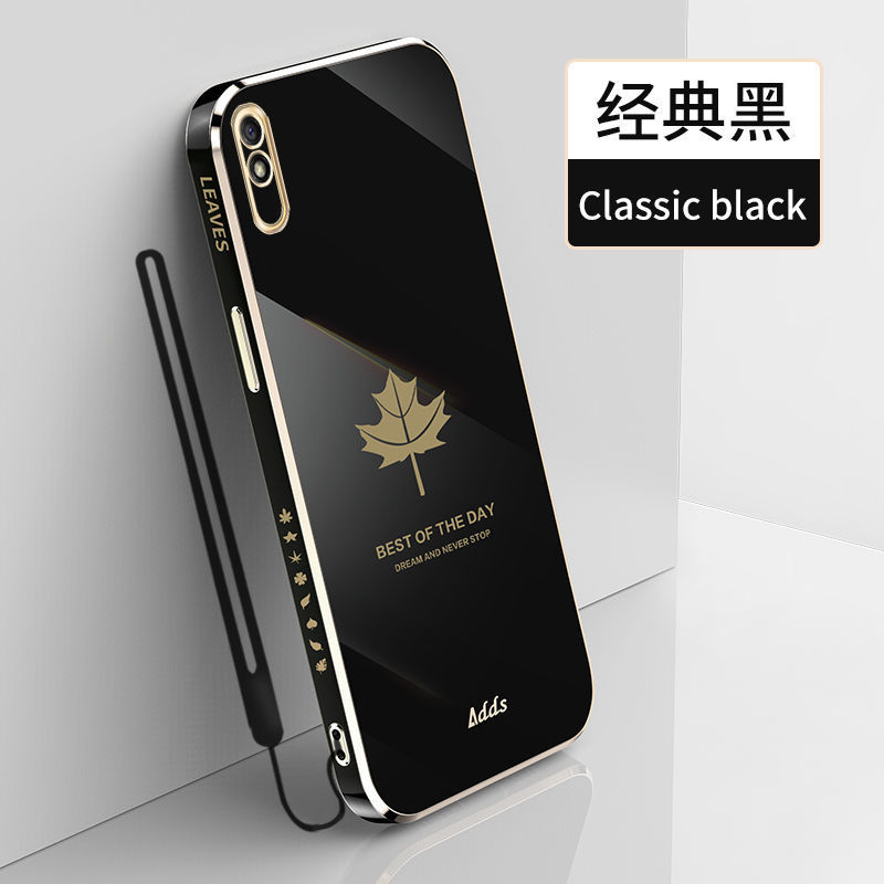 小米红米9A手机壳新款枫叶电镀直边软硅胶Redmi9A防摔保护套超薄