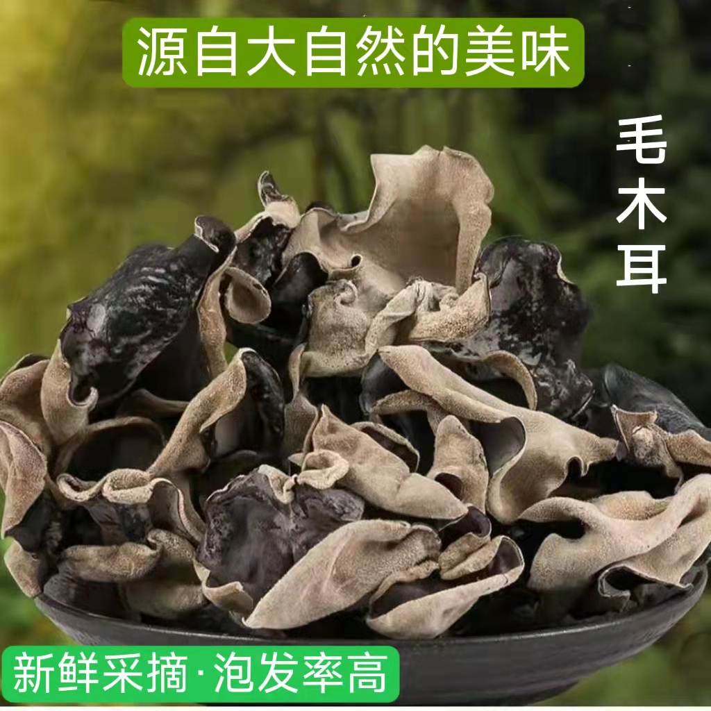 毛木耳干货农家白背木耳火锅食材脆木耳